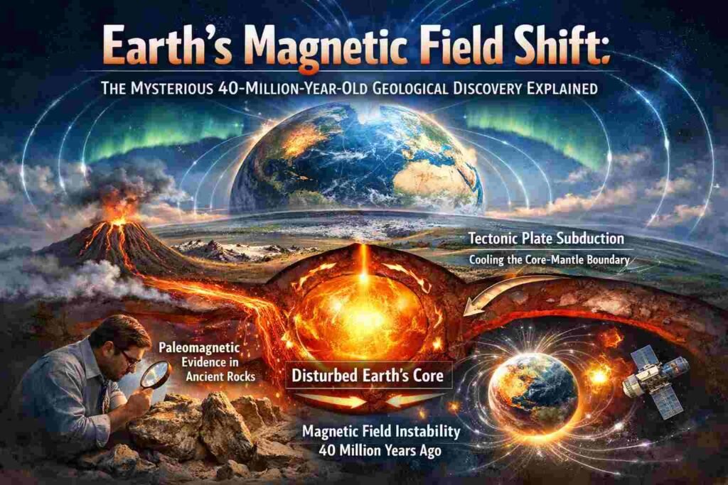 Earth’s Magnetic Field Shift: The Mysterious 40-Million-Year-Old Geological Discovery Explained Earth's Magnetic Field Shift
