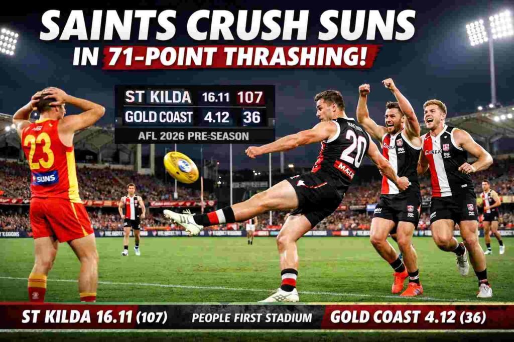 St Kilda vs Gold Coast Suns AFL 2026: Saints Show Dominance in 71-Point Pre-Season Thrashing St Kilda vs Gold Coast Suns AFL 2026